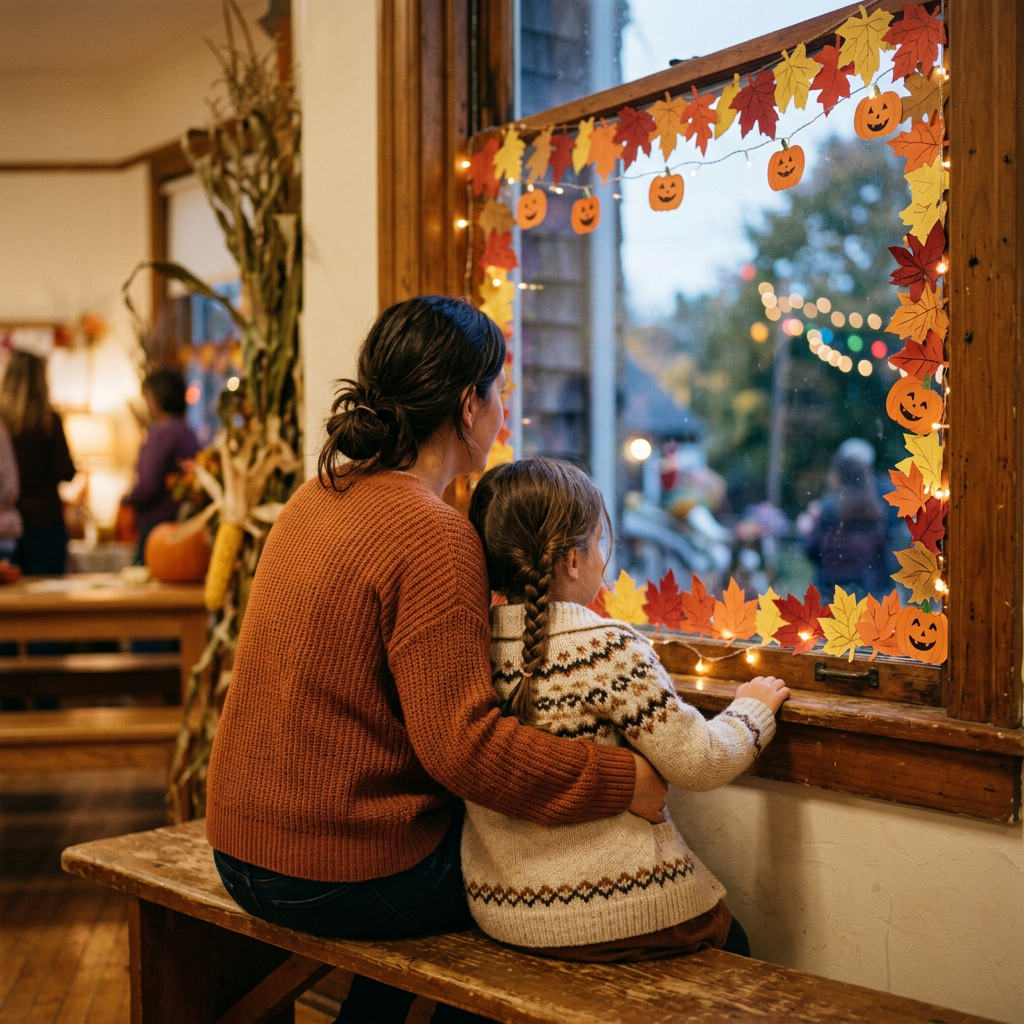 Madre e hijo sonríen mientras preparan juntos un disfraz para disfrutar de las fiestas escolares sin estrés