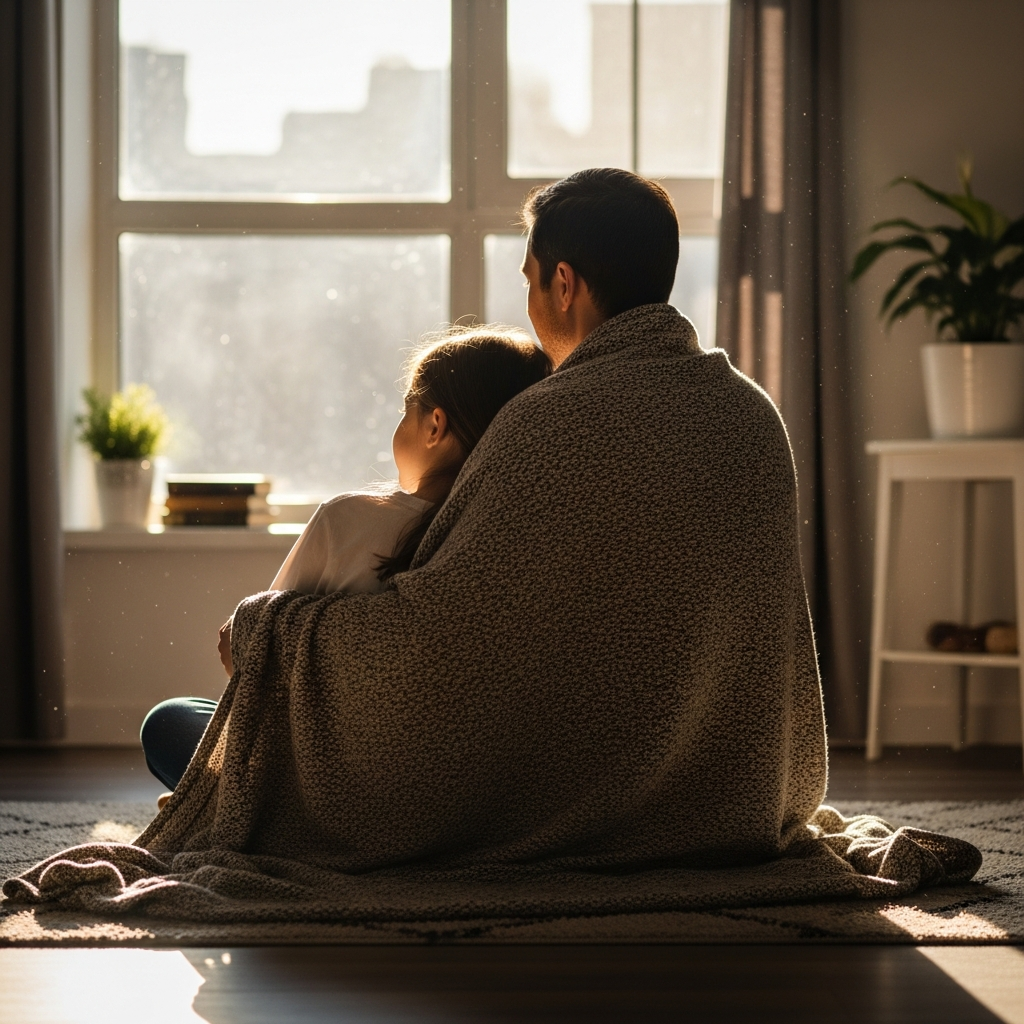 Una madre abraza a su hijo preocupado en el sofá, un apoyo clave para la salud mental infantil