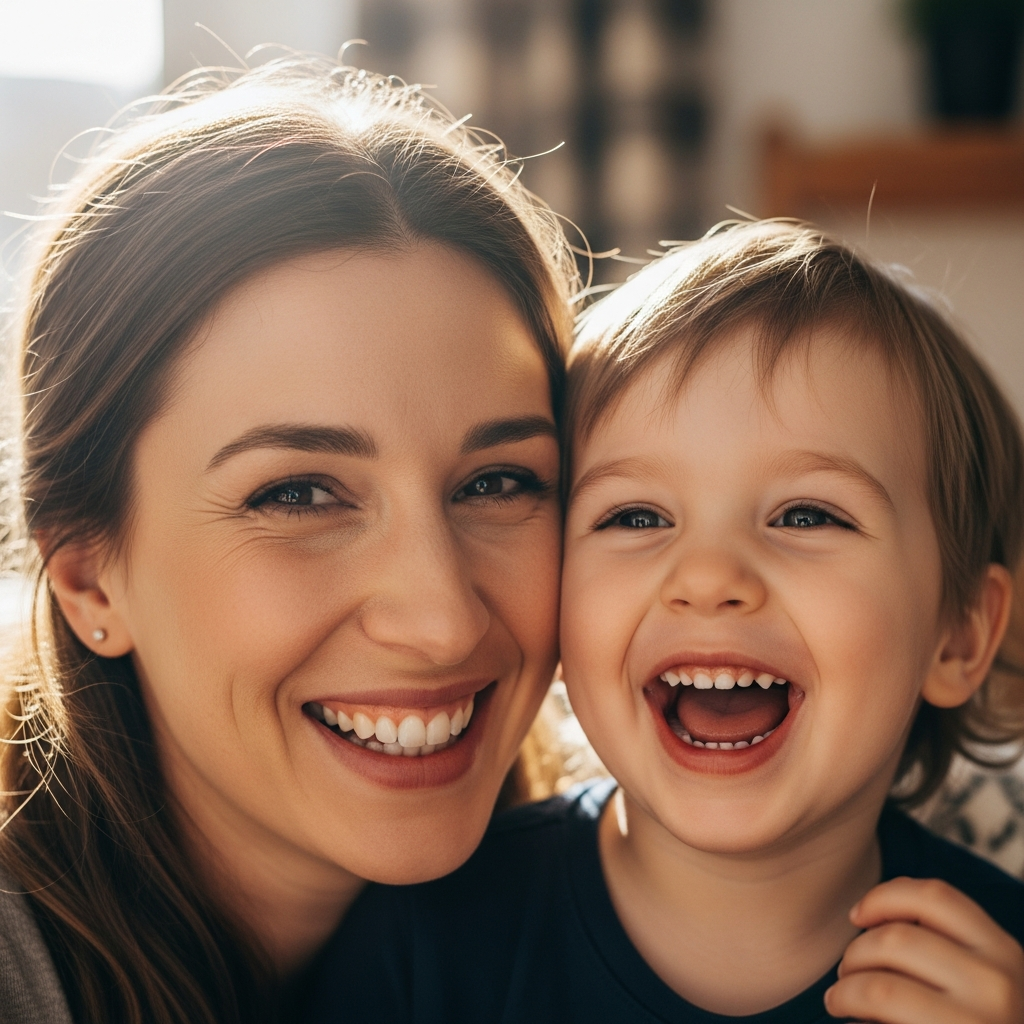Niño feliz abrazado por su madre, un ejemplo de cómo fortalecer la autoestima infantil desde casa