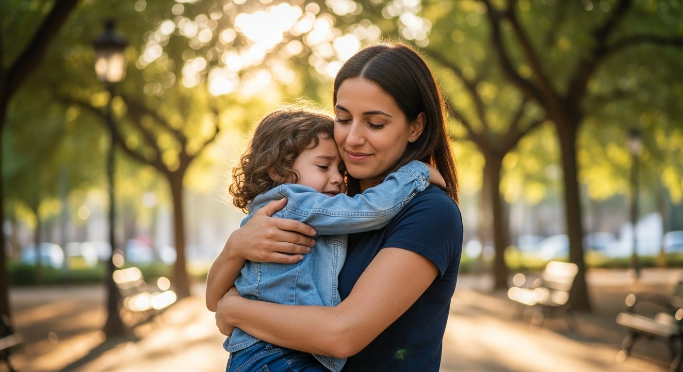 Madre abraza a su hijo: ante un niño maleducado neurodivergente necesitamos más empatía menos juicio