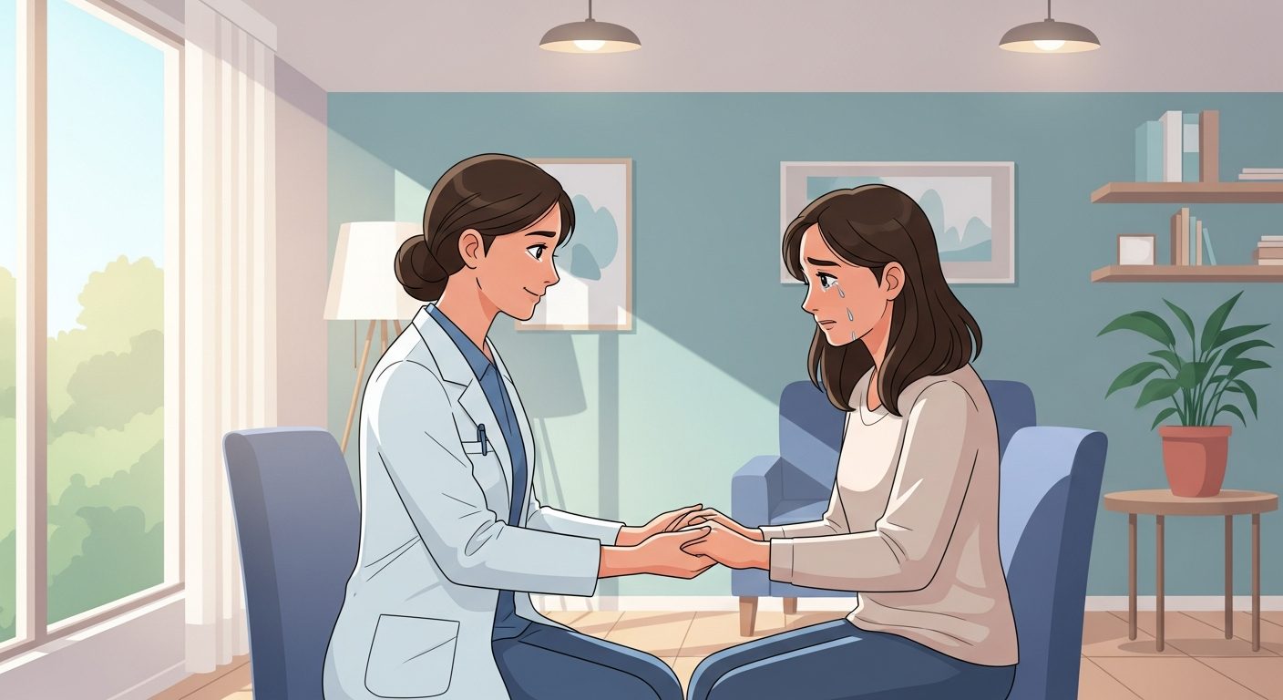 Doctora dando apoyo emocional a una paciente, un paso hacia nuevo protocolo pérdida gestacional
