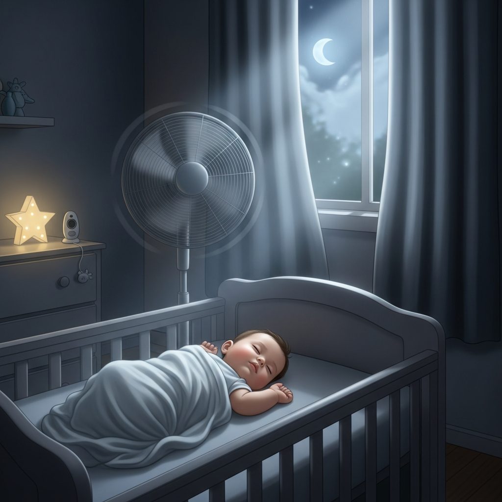 Bebé durmiendo en su cuna con ropa ligera para combatir el calor por la noche
